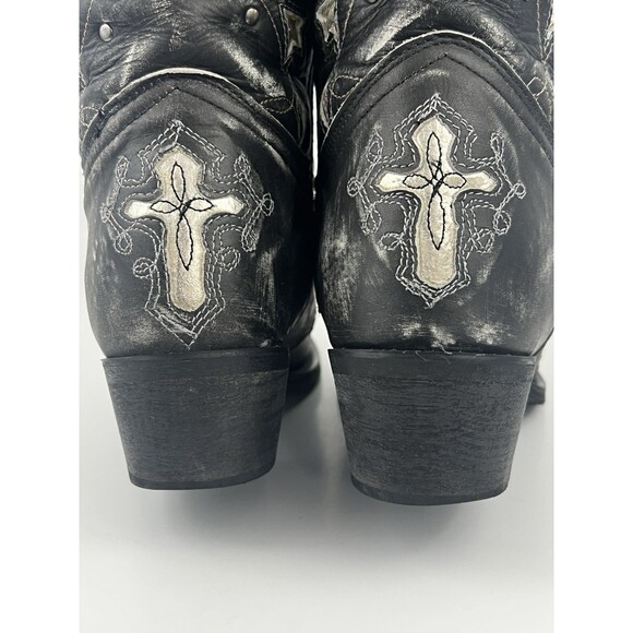Laredo Womens Grey Black Silver Cross Inlay Details 52030 Western Boots Size 7.5 - Picture 8 of 15